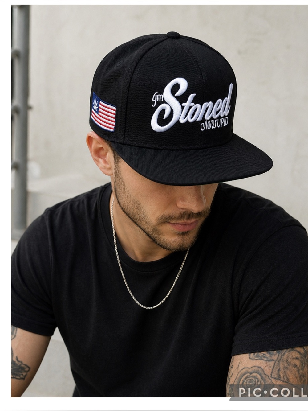 Stoned Not Stupid Snapback Hat Black Embroidered 420 Cannabis Streetwear Cap